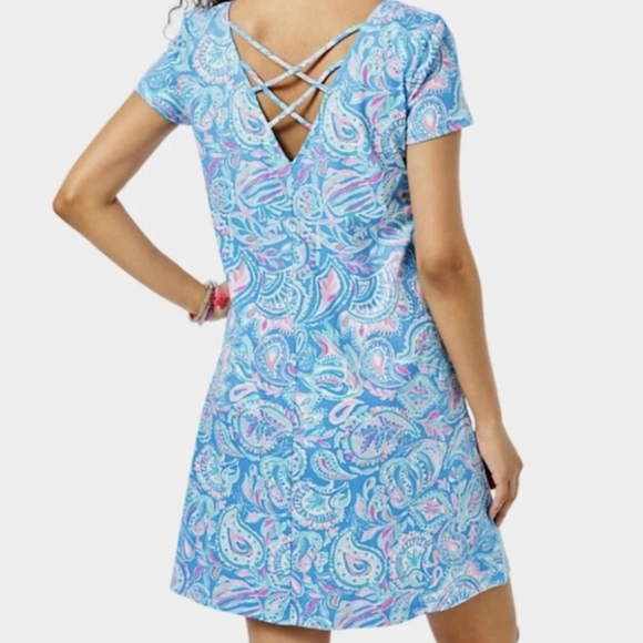 Pre-owned Lilly Pulitzer Vibrant Blue and Pink Paisley Cover-Up - Picture 2 of 8